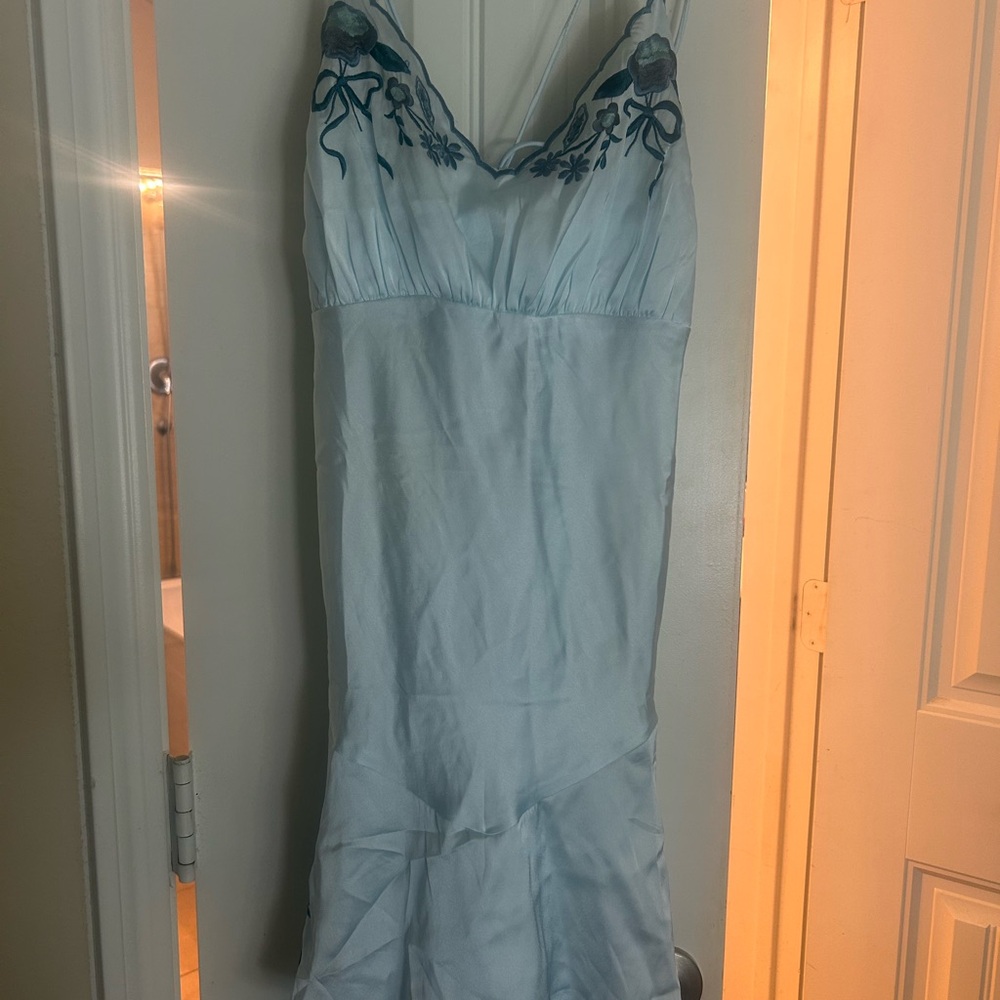 Free People Sky Blue Satin Dress